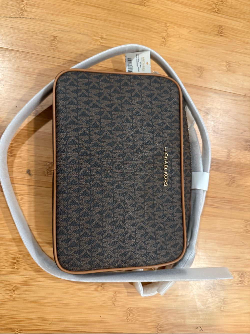 Michael Kors Brown MK Signature Belt Bag with Tan Trim